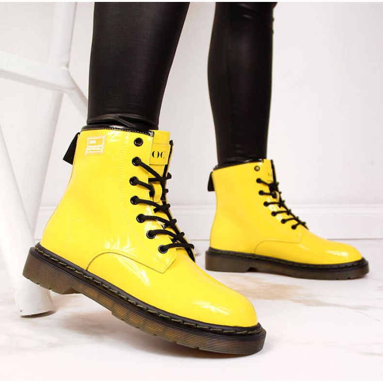 Stivali in pelle laccata Goe W II2N4054 giallo 2