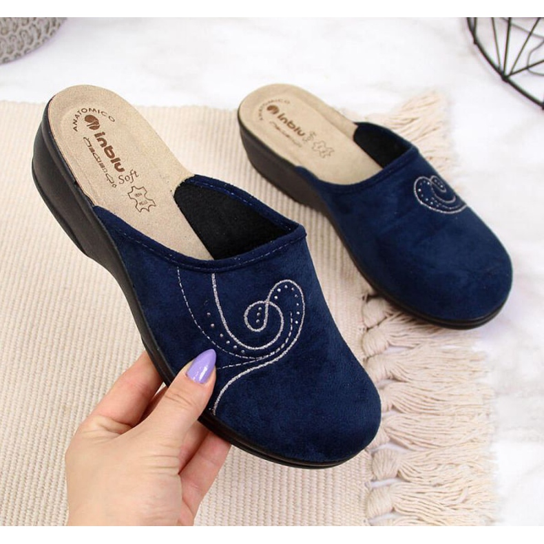 Pantofole da casa sulla zeppa Inblu W ARC2 blu navy 1