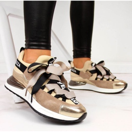Sneakers con scritte Vinceza W JAN49A beige 2