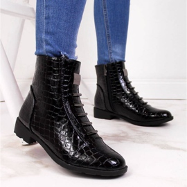 Stivali con decorazione in pelle di serpente Filippo W PAW288A nero bianco 2