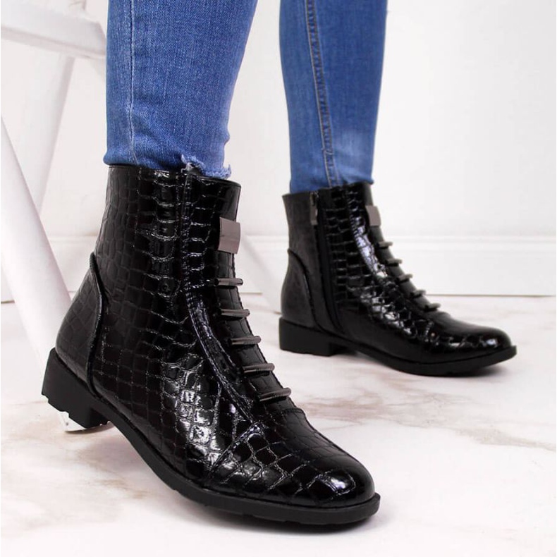 Stivali con decorazione in pelle di serpente Filippo W PAW288A nero bianco 2