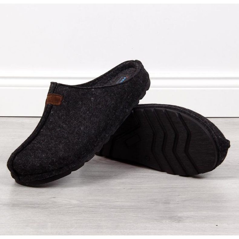 Pantofole in feltro Panto Fino M INT1630 nere nero grigio 1