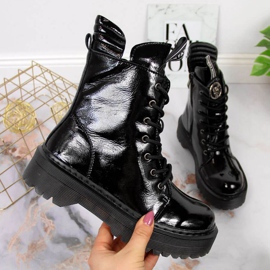 Stivali in pelle laccata nera Filippo W PAW297 nero 1