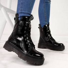 Stivali in pelle laccata nera Filippo W PAW297 nero 2