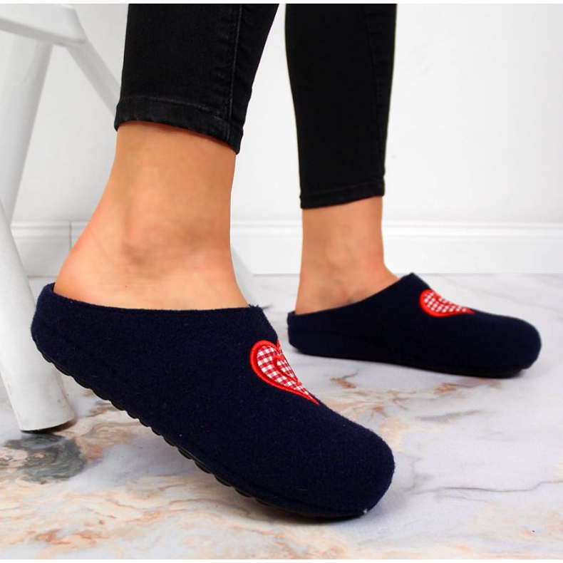 Pantofole da casa con cuore Panto Fino W INT1631 blu navy 2