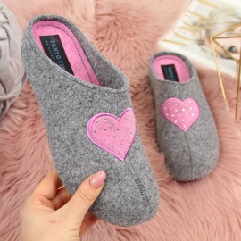 Pantofole con cuore in feltro Panto Fino W INT1634 grigio rosa 1