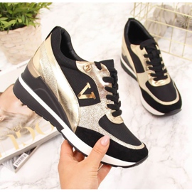 Sneakers con zeppa Vinceza W WM747B nere e oro nero d'oro 1