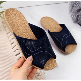 Pantofole da casa sughero Befado W BEF17F blu navy 1