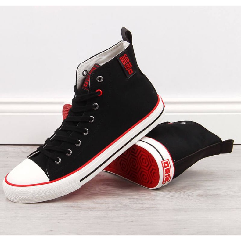 Sneakers alte Big Star M JJ174065 nere nero rosso 1