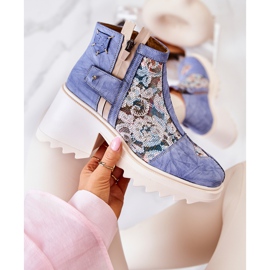 Stivali in pelle su una massiccia posta Maciejka Blue 05325-06 2
