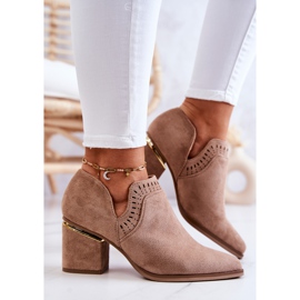 PS1 Stivali da cowboy traforati in pelle scamosciata beige scuro Valerie 1