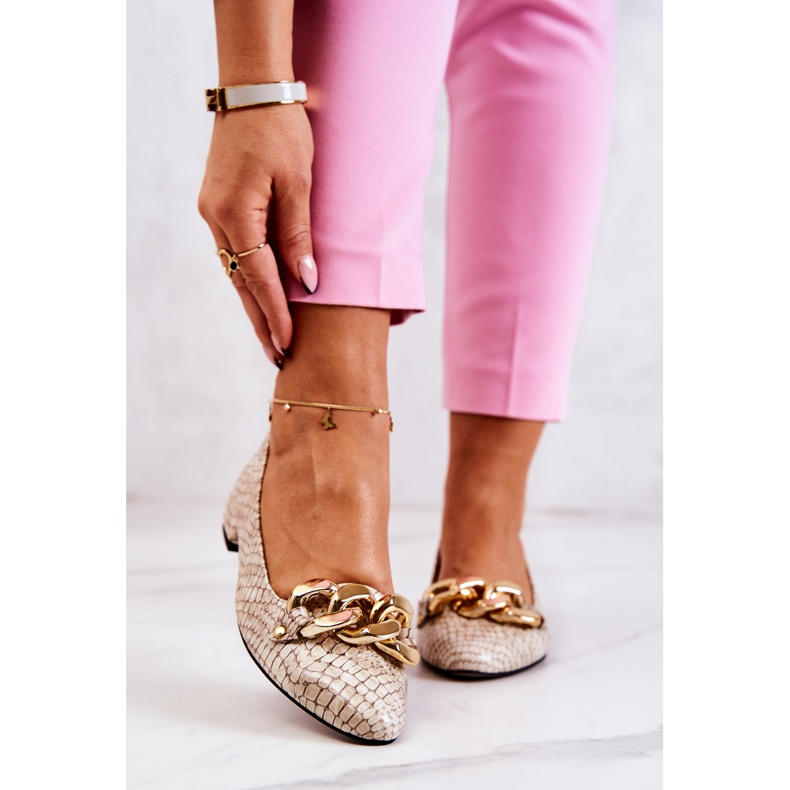 PA2 Décolleté con serpente in pelle laccata Beige Elissabeth marrone 2