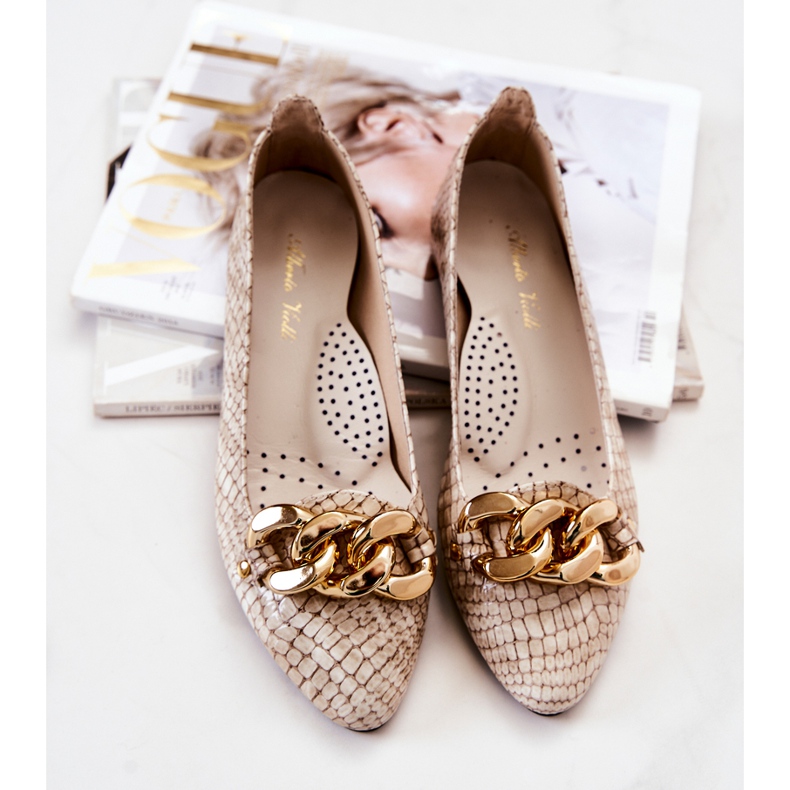 PA2 Décolleté con serpente in pelle laccata Beige Elissabeth marrone 1