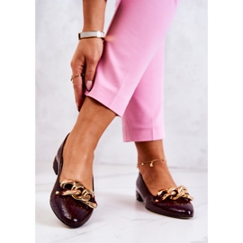 Décolleté in pelle laccata con serpente Elissabeth bordeaux rosso 2