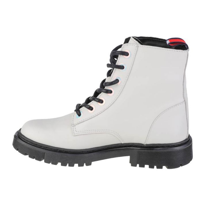 Tommy Hilfiger Jeans Stivaletto piatto con occhielli iridescenti W EN0EN01537-YBL bianco 1