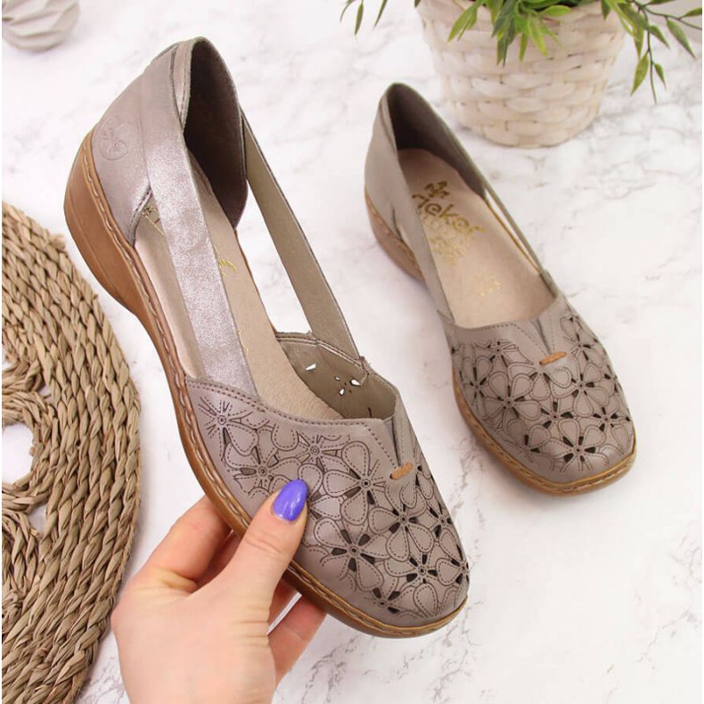 Scarpe traforate W Rieker 41356 beige 1