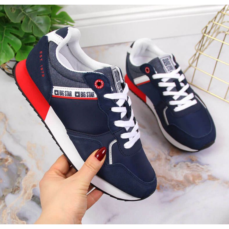 Scarpe sportive in pelle Big Star W JJ274285 blu navy grigio 1