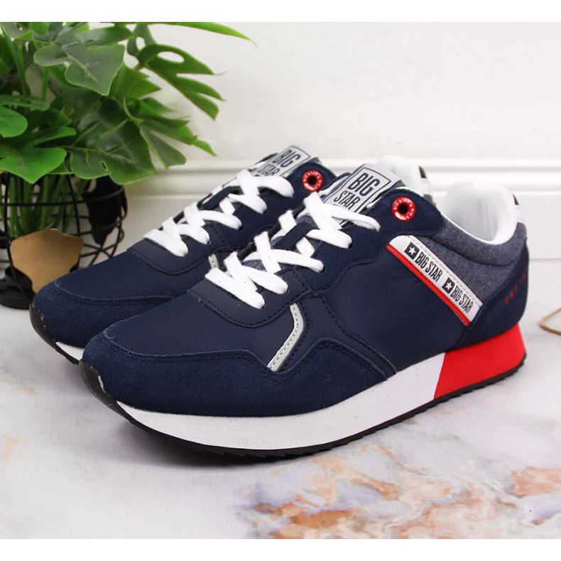 Scarpe sportive in pelle Big Star W JJ274285 blu navy grigio 2