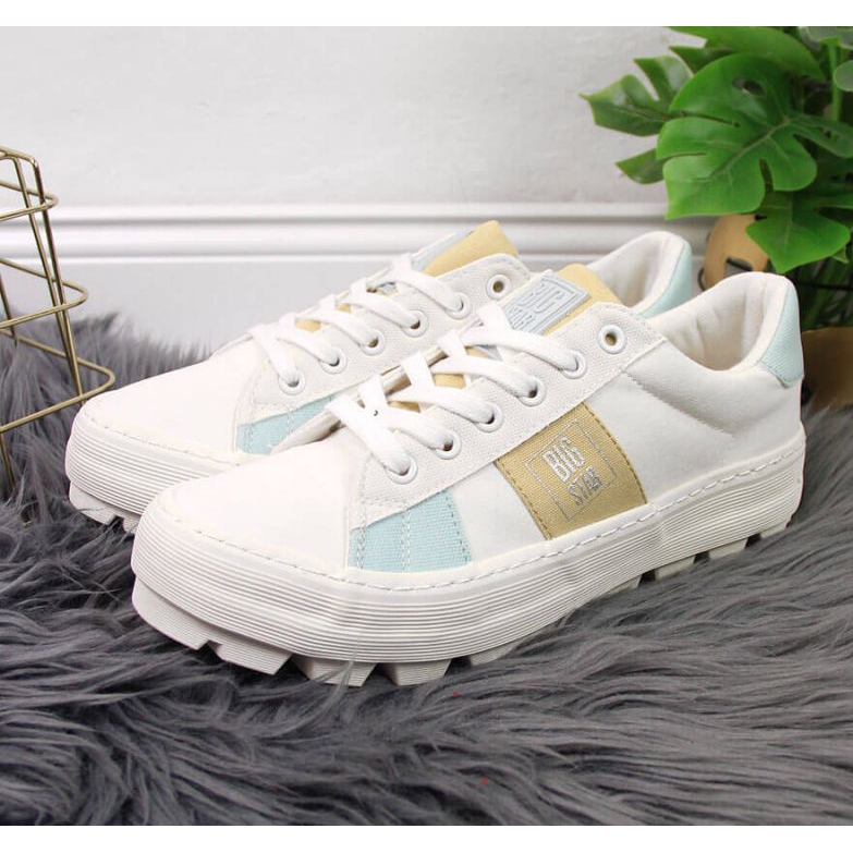 Sneakers in tessuto sulla piattaforma Big Star W JJ274480 bianche bianca 2