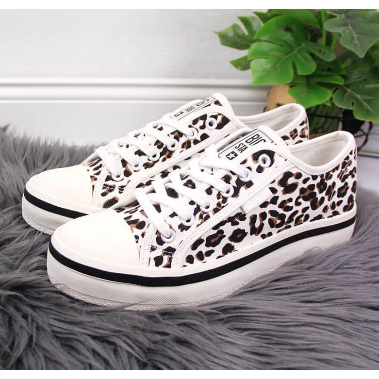 Sneakers bianche con stampa leopardata Big Star W JJ274615 bianco marrone 2