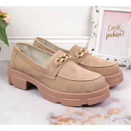 Scarpa in pelle con catena Filippo W PAW252B beige 2