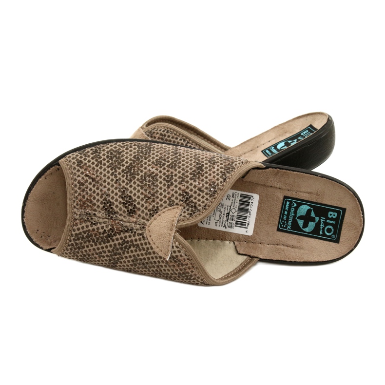 Ciabatte da donna Adanex Diana pantofole DIK 27247 beige marrone 3