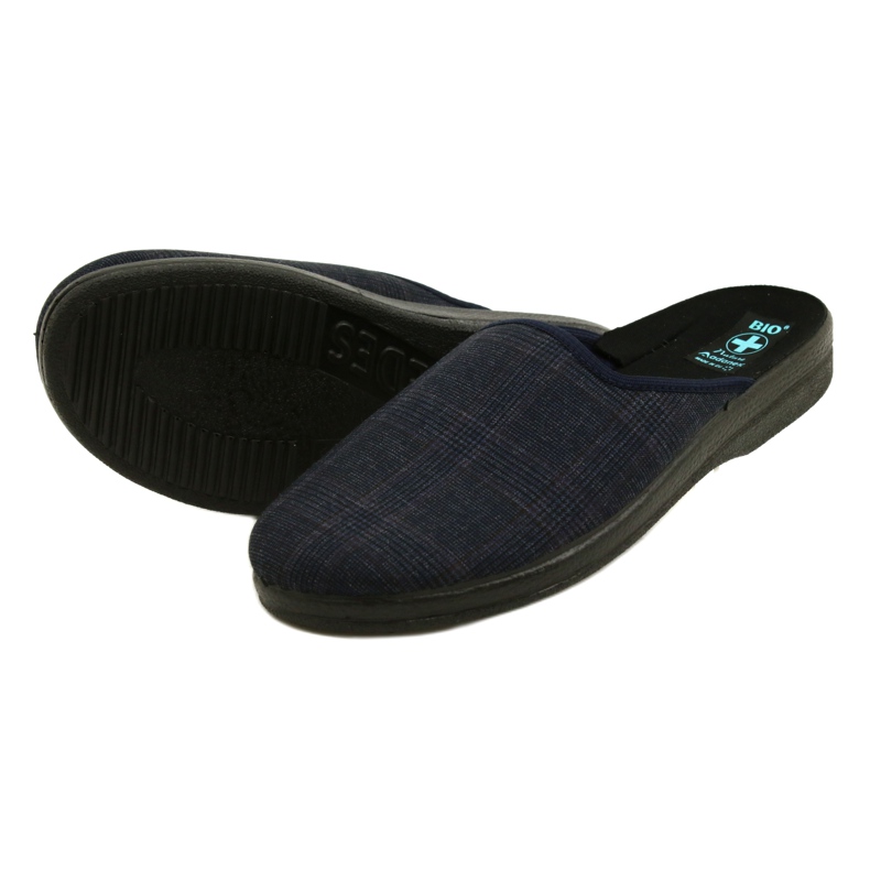 Pantofole da uomo Pantofole Adanex 27318 Per Pedes Checkered blu navy 5