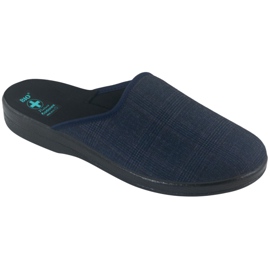 Pantofole da uomo Pantofole Adanex 27318 Per Pedes Checkered blu navy 1