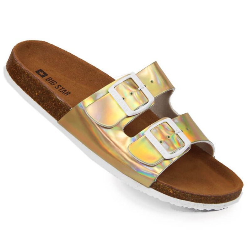 Ciabatte con fibbie Big Star W HH274896 dorate d'oro 1