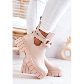 FB2 Stivaletti In Pelle Con Taglio Karen Beige 1