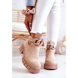 FB2 Stivaletti In Pelle Scamosciata Con Taglio Kirsten Beige 2