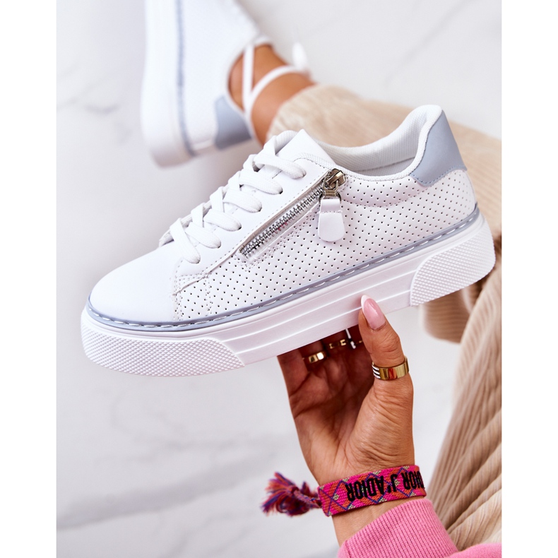 FB2 Scarpe Sportive Sulla Piattaforma Louisa Bianca E Blu 1