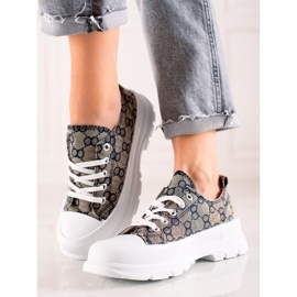 Bona Sneakers Sulla Piattaforma Con Motivi multicolore grigio 1