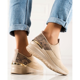 Filippo Sneakers senza lacci in pelle beige marrone 1