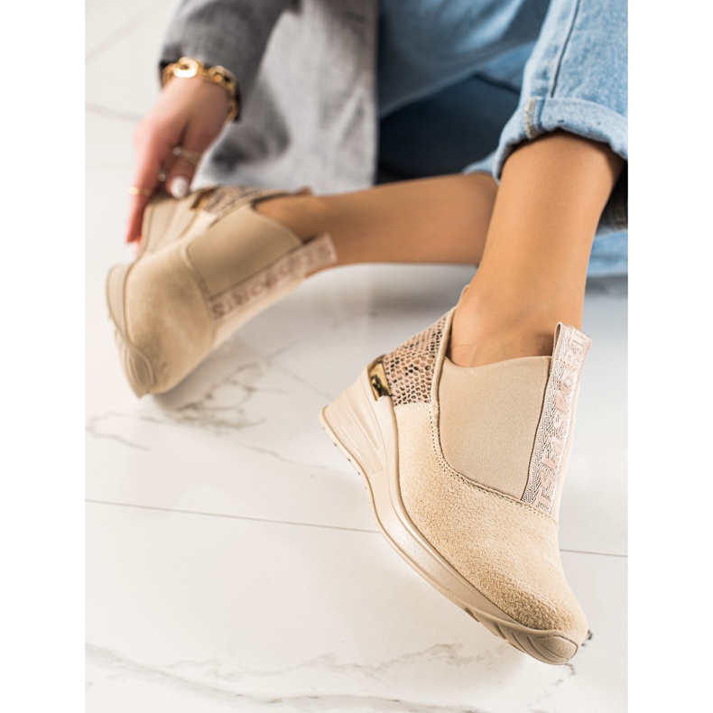 Filippo Sneakers senza lacci in pelle beige marrone 2
