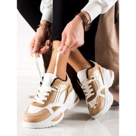 TRENDI Sneakers in ecopelle beige bianca marrone 1