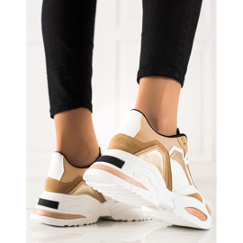 TRENDI Sneakers in ecopelle beige bianca marrone 3