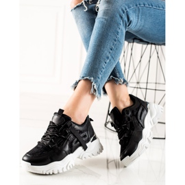 TRENDI Sneakers alla moda con glitter nero 2