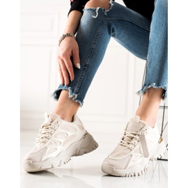 TRENDI Sneakers Con Inserti In Camoscio beige 2