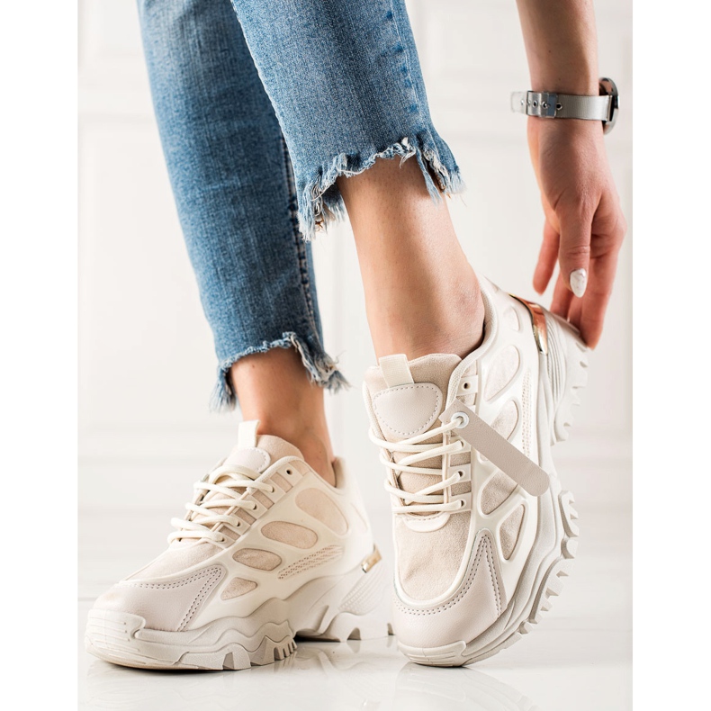 TRENDI Sneakers Con Inserti In Camoscio beige 1