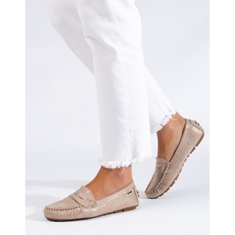 Goodin Mocassini classici in tessuto beige 1