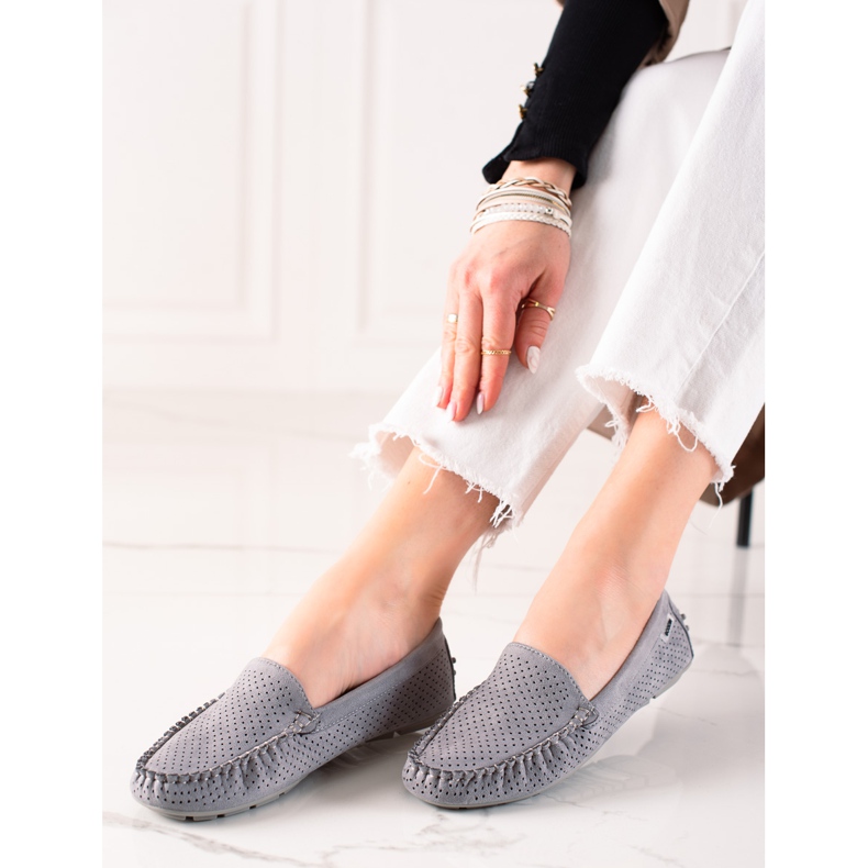 Goodin Mocassini Traforati Con Camoscio grigio 2