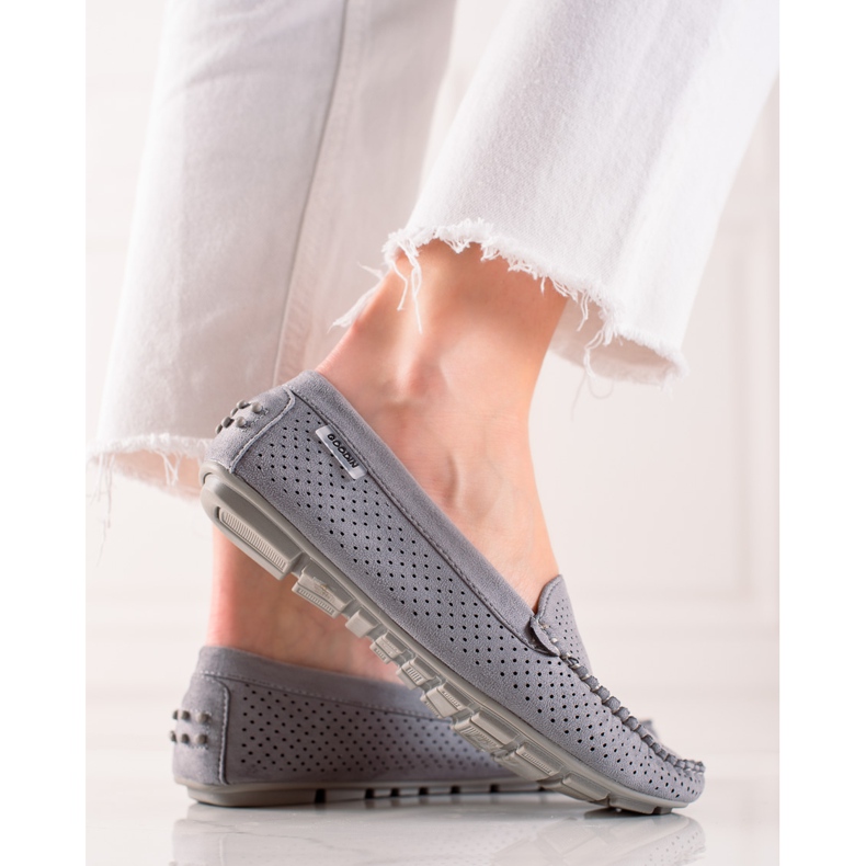 Goodin Mocassini Traforati Con Camoscio grigio 1