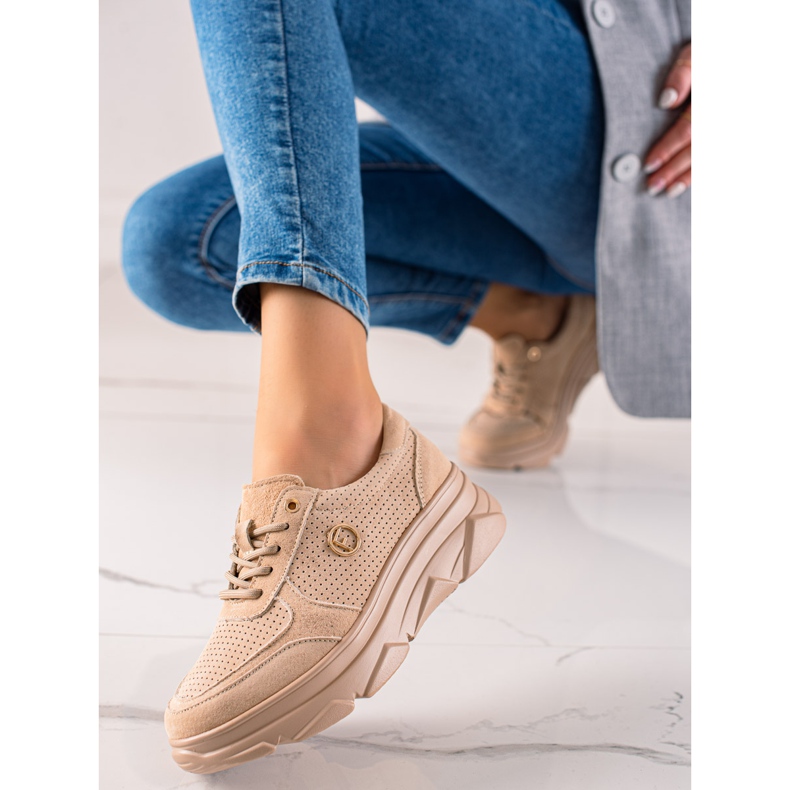 Filippo Sneakers in pelle beige marrone 1