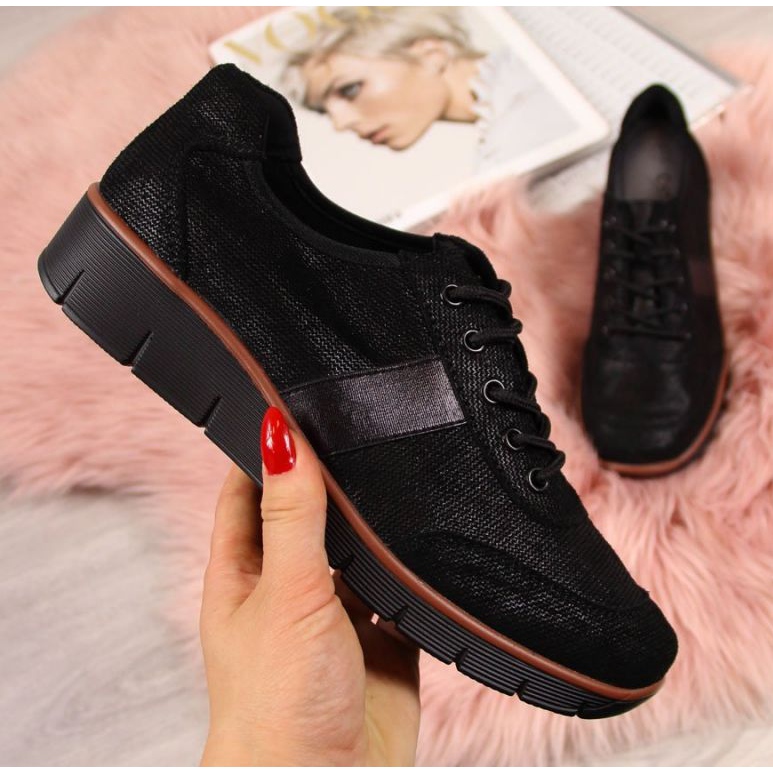 Scarpa in pelle con zeppa Filippo W PAW68A nera nero 1