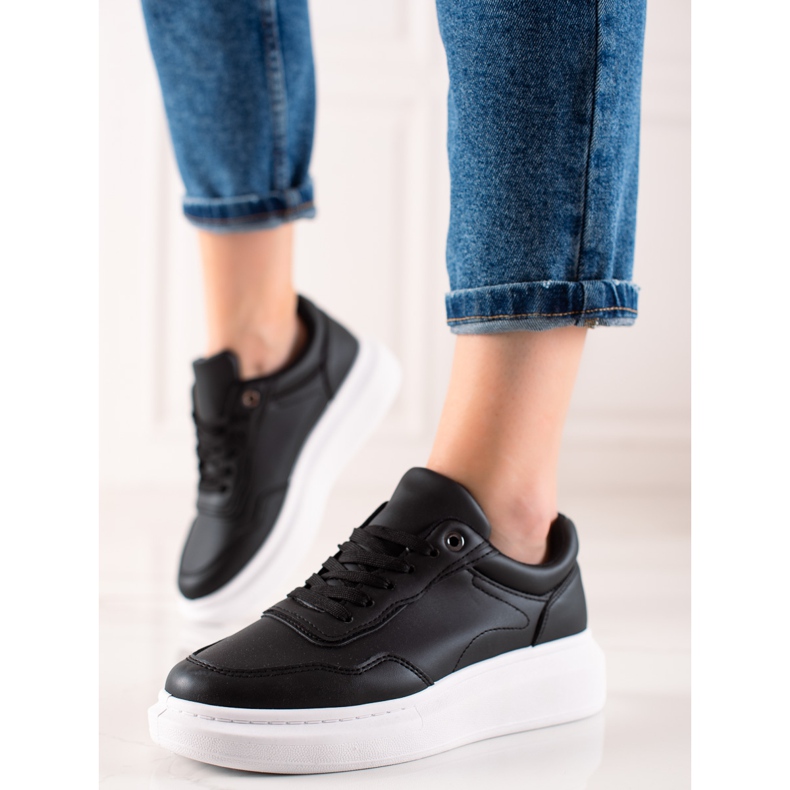 TRENDI Sneakers casual in ecopelle nero 2