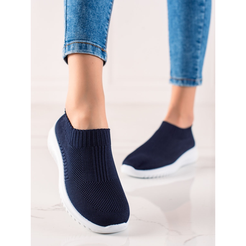 TRENDI Comode scarpe slip-on blu navy 2