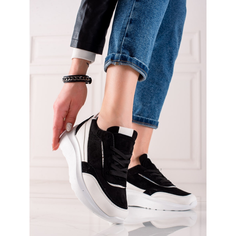 TRENDI Sneakers alla moda in BIANCO E NERO bianca d'argento 2