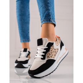 TRENDI Sneakers alla moda sulla piattaforma beige marrone nero 1