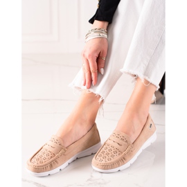 Goodin Mocassini con motivo traforato beige 2